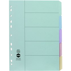 DIVIDER- A4 5 TAB PASTEL MANILLA SET