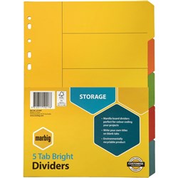 DIVIDER- A4 5 TAB BRIGHT MANILLA SET
