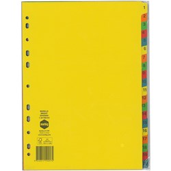 DIVIDERS A4 20 TAB MANILLA BRIGHT SET