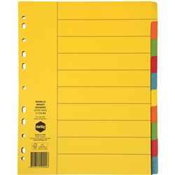 DIVIDERS A4 10TAB MAN BRIGHTS EXTRA WIDE