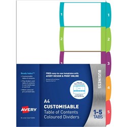 DIVIDER- AVERY L7411-5 READYINDEX 1 -5