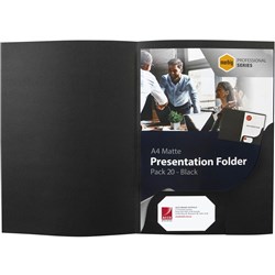 MARBIG PRESENTATION FOLDERS PRO SERIES A4 BLK 20PK
