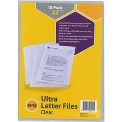 MARBIG ULTRA A4 LETTER FILES- CLEAR PK10