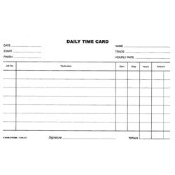 CARD- ZIONS DAILY TIME CARD PKT 250 PKT