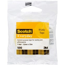 SCOTCH 500 EVERYDAY STICKY TAPE 12MMX33M ROLL