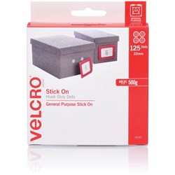 VELCRO SPOTS HOOK 22mm White Dispenser