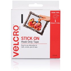 VELCRO STRIP HOOK 25mmx3.6m White Dispenser