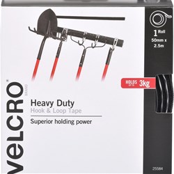 VELCRO 25584 STICK ON Heavy Duty 50mmx2.5m Blk