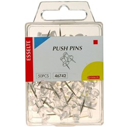 ESSELTE PUSH PINS CLEAR 4 X 17mm Pack of 50