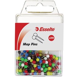 ESSELTE PINS MAP 4x17mm Assorted Colours