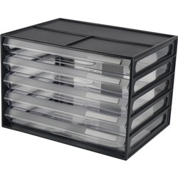 ITALPLAST A4 DOCUMENT CABINET 5 Drawer Black/Clear