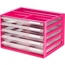 ITALPLAST A4 DOCUMENT CABNET 5 Drawer Watermelon/Clear