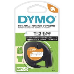DYMO LETRATAG LABELLING TAPES 12mmx4m - Iron-On White