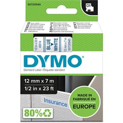 DYMO D1 LABEL CASSETTE TAPE 12MM x 7M  Blue on White