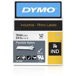 DYMO RHINO INDUSTRIAL LBL TAPE Flexible Nylon 19mmx35m White