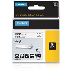 DYMO RHINO INDUSTRIAL LBL TAPE Vinyl 12mmx5.5m White