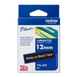 TAPE- BROTHER TZ-335 12MM WHITE/BLACK