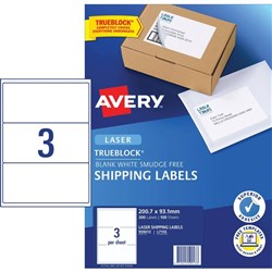 AVERY L7155 MAILING LSR LABELS 200.7x93.1mm 3/Sht Shipping