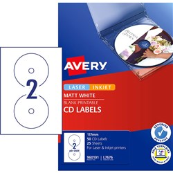 LABEL- AVERY LASER CD L7676 PKT 25 PKT