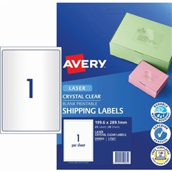 LABEL- LASER AVERY L7567 CLEAR 959065 PKT