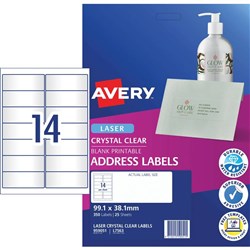 LABEL- AVERY LASER CLEAR L7563 DL14 PKT25