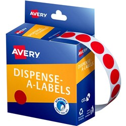 LABEL- AVERY 14MM RED DOT 937235 BOX 1050