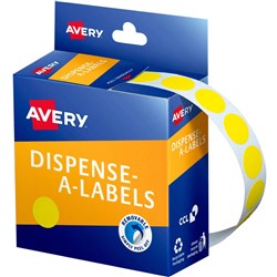 AVERY DMC14Y DISPENSER LABEL Circle 14mm Yellow