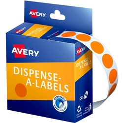 LABEL- AVERY 14MM ORANGE DOT 937240