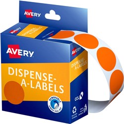 LABEL- AVERY 24MM ORANGE DOT 937248