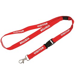 REXEL PRE PRINTED LANYARDS pk of 5 Visitor Red