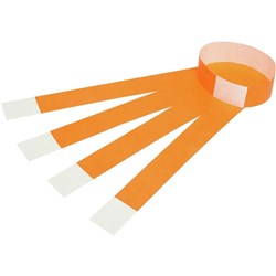 REXEL WRIST BANDS W/Serial Number Fluoro Orange Pack of 100