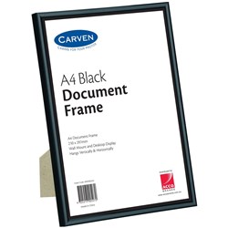 Q-FRAME CERTIFICATE FRAME BLACK A4 Black Desk and Wall Mountable