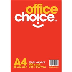 OFFICE CHOICE TRANSPARENT BINDING COVERS Clear PKT 100 A4
