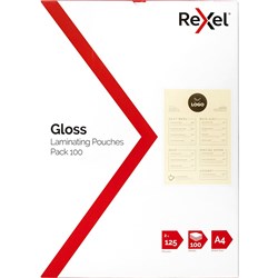 REXEL LAMINATING POUCHES A4 2x125mic Pk100