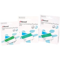 REXEL LAMINATING POUCHES Badge Card 2x180mic 67x98 Pk50