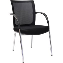 CHROME & MESH BLACK OFFICE CHAIR WITH ARMS