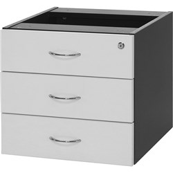 FRESH FIXED PEDESTAL 3 Drawer White & Ironstone