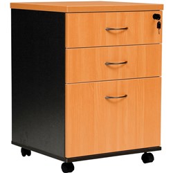 FRESH MOBILE PEDESTAL 2 Drawer 1 File  Beech Ironstone 476W x 470D x 676mmH