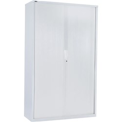 GO TAMBOUR DOOR CUPBOARD White Satin H1980xW1200xD470mm with 5 shelves