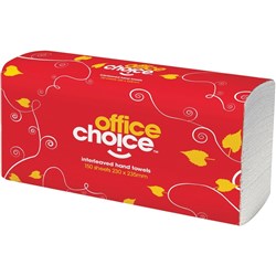 OFFICE CHOICE HAND TOWEL Ultraslim 230x235mm 150 sheet INTERLEAVED Carton of 16