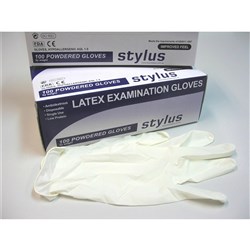 STYLUS LATEX GLOVES Cream Powder Free Large
