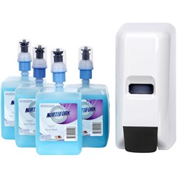 NORTHFORK LIQUID HAND WASH Dispenser Starter Pk & 4 Cart