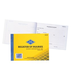 ZIONS REGISTER OF INJURIES BOOKS ROID Register of Inj Register of In
