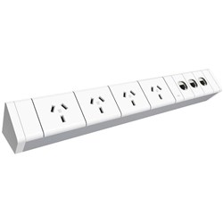 RAIL KIT(4X =10AMP AUTO SWITCH SOCKET OUTLET(2 ROTATED)& PROV FOR 3xDATA, 2x25 DATA TILES