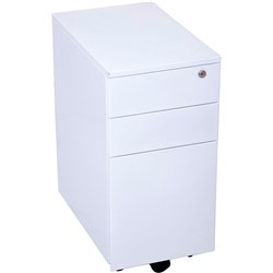 GO STEEL MOBILE PEDESTAL Slim Line Metal 3 Drawer Metal White 300Wx472Dx610mmH