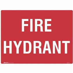 BRADY FIRE HYDRANT SIGN 600W x 450mmH Metal White/Red
