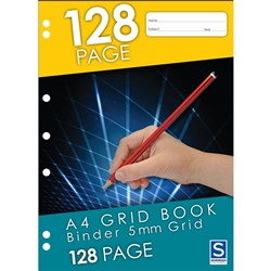 A4 BINDER BOOK 5MM GRID 128PG