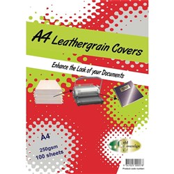 GOLD SOVEREIGN BINDING COVERS A4 250GSM Leathergrain Black Pack of 100