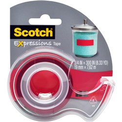 SCOTCH MAGIC EXPRESSIONS TAPE Coloured 19mmx7.62m Red